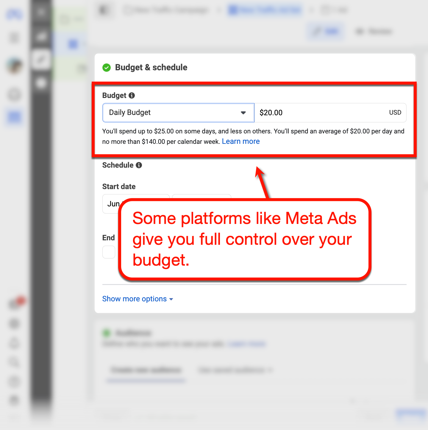 Meta ads budget planner