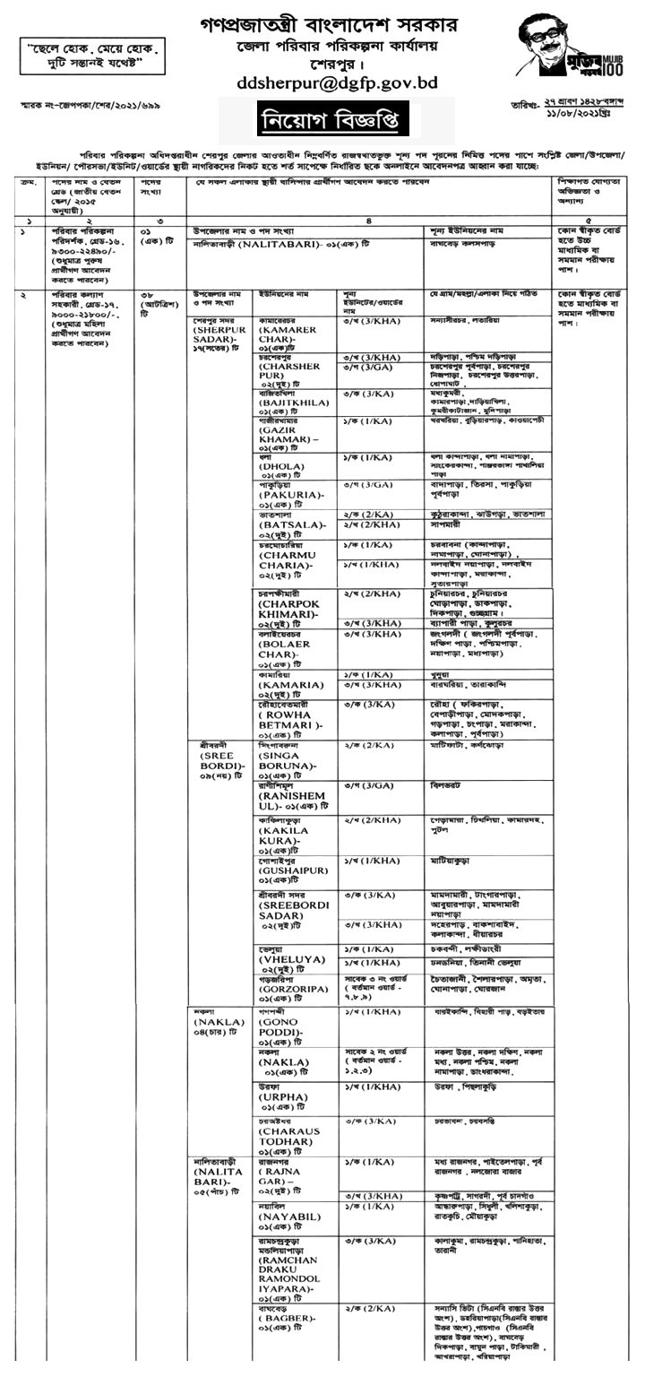 District Family Planning Office Sherpur Job Circular 2021 1