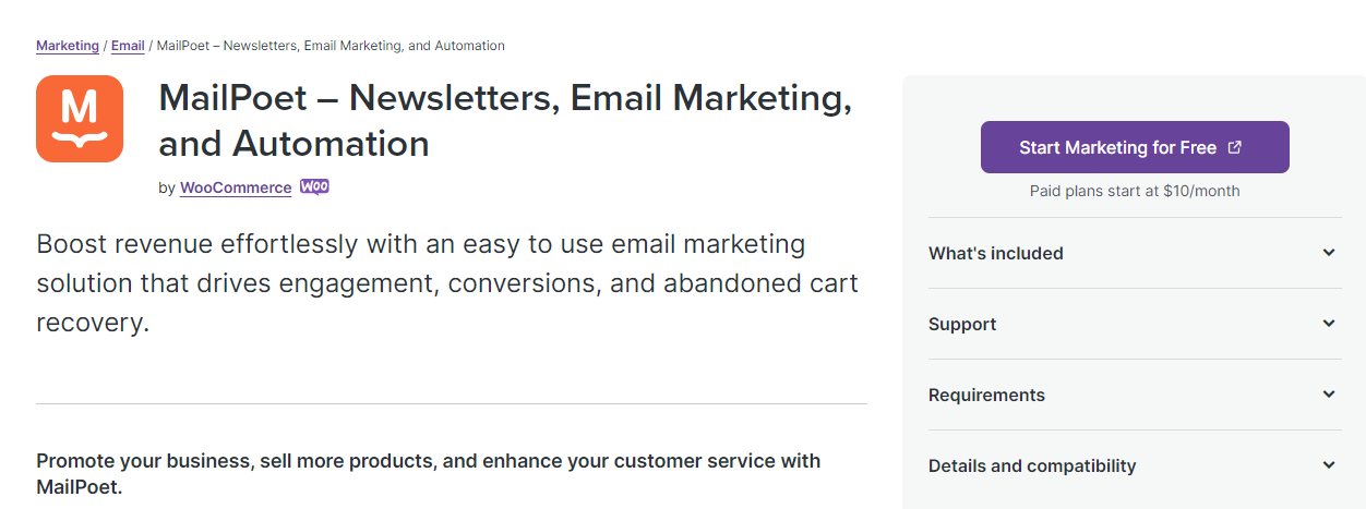 Mailpoet - WooCommerce marketing plugin