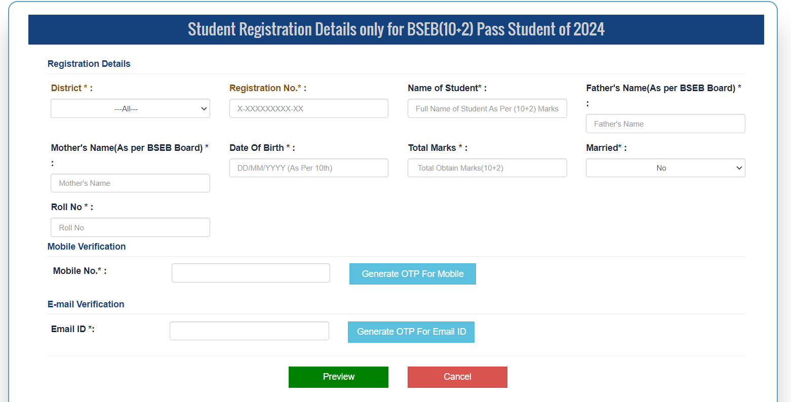 Registration Details for Kanya Utthan Yojana