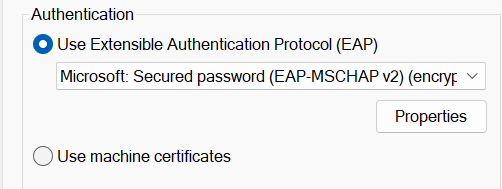 settings vpn authentication