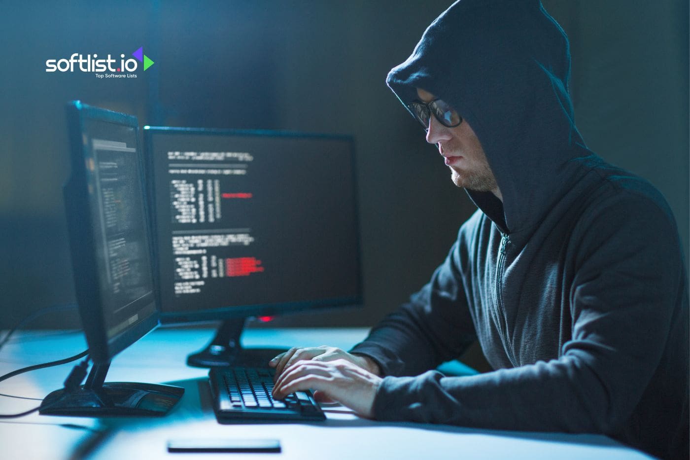 a hacker infront of his laptop