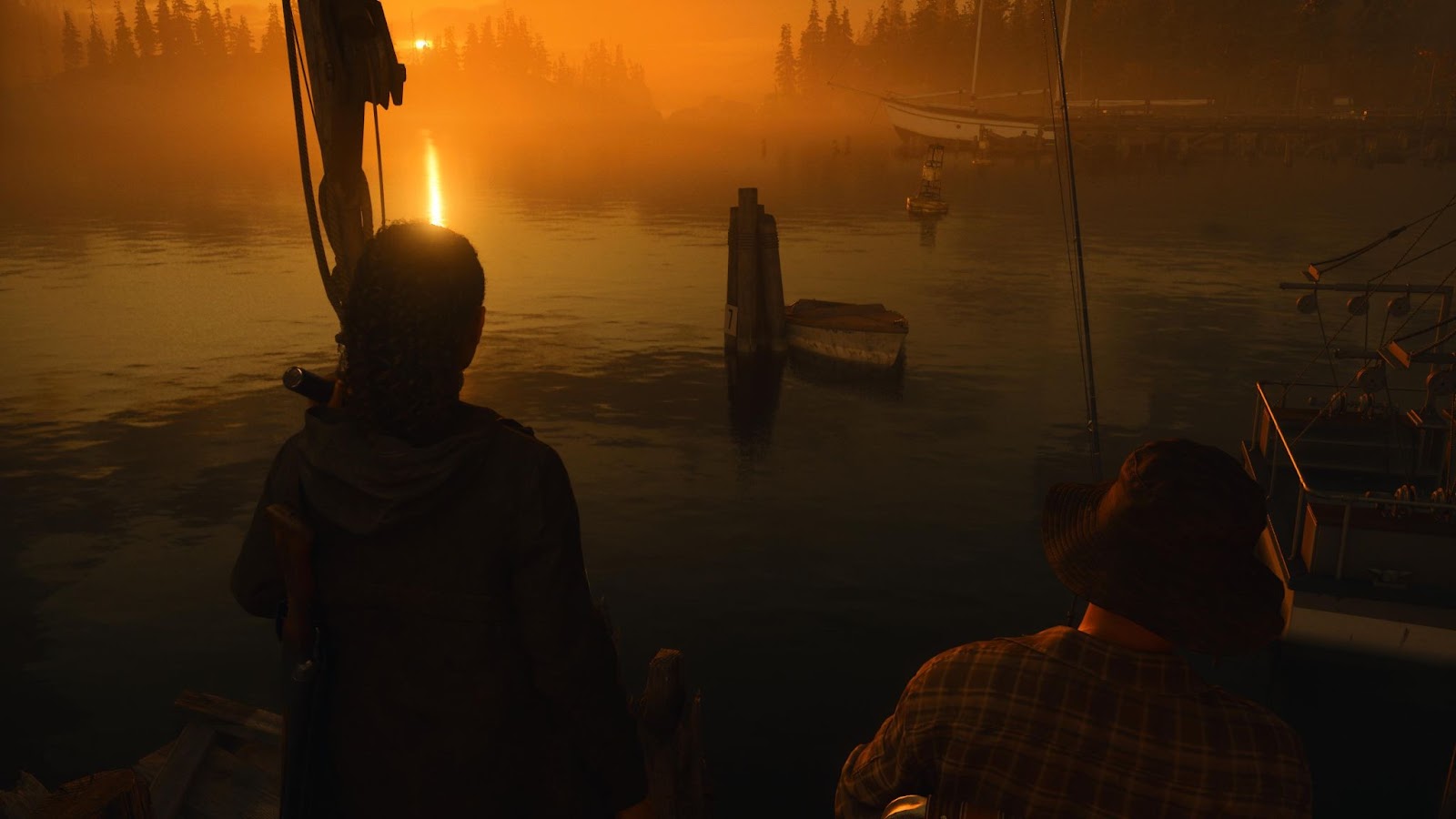 An in game screenshot of the harbor in Bright Falls from Alan Wake 2