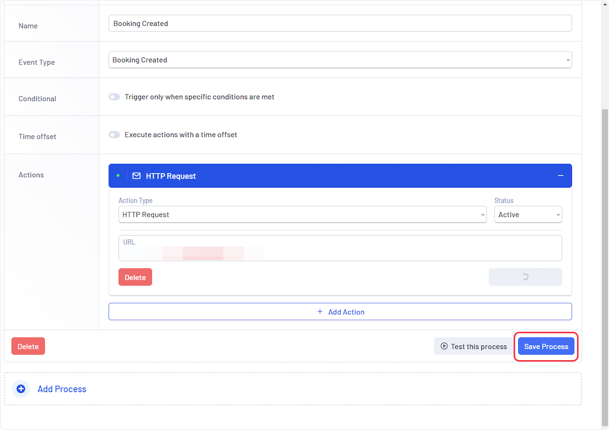 Click on 'Save Process'.