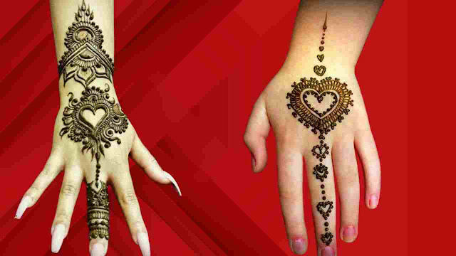 Girls stylish heart shape mehndi design