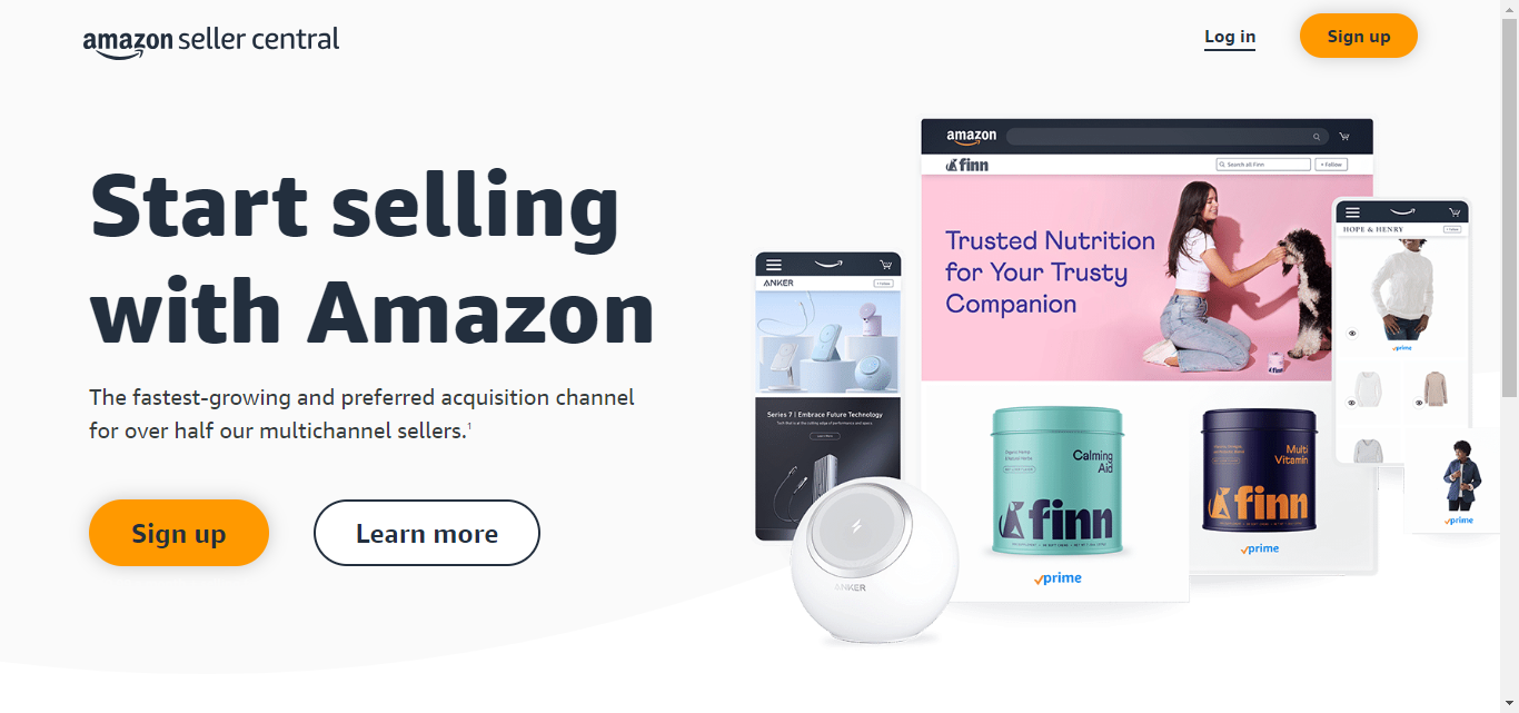 Amazon’s seller central homepage