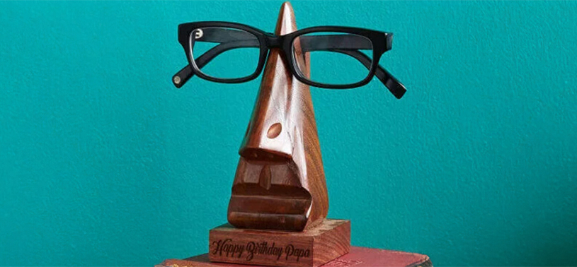 wooden eyeglass holder