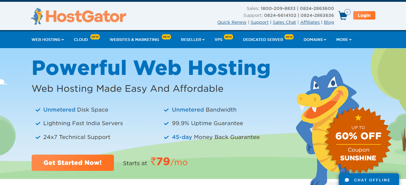 Hostgator: [Cheap Indian Hosting]