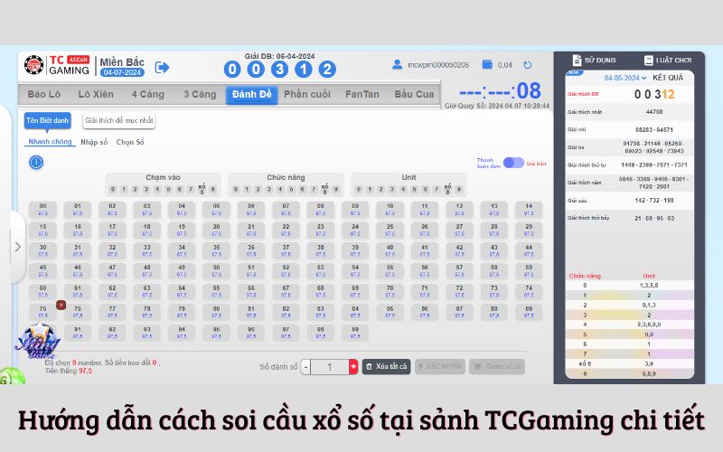 Hướng dẫn cách soi cầu xổ số tại sảnh TCGaming chi tiết