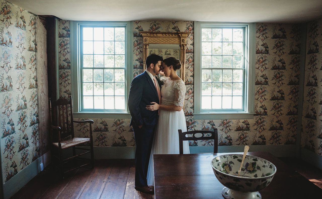 Bride and Groom with faces pressed together