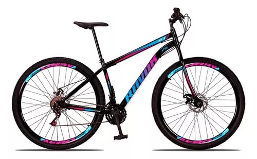 Bicicleta Aro 29 Ravok 21v Aço Carbono Freios a Disco Azul e Rosa