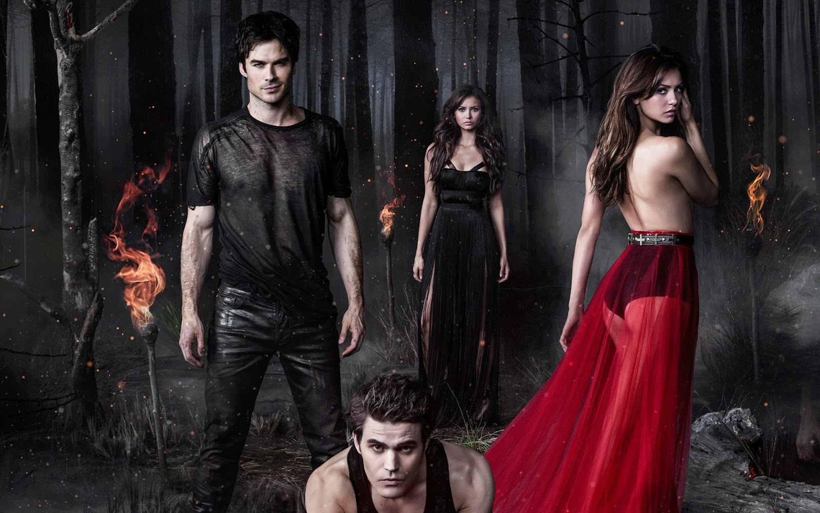 Elenco de The Vampire Diaries en el bosque