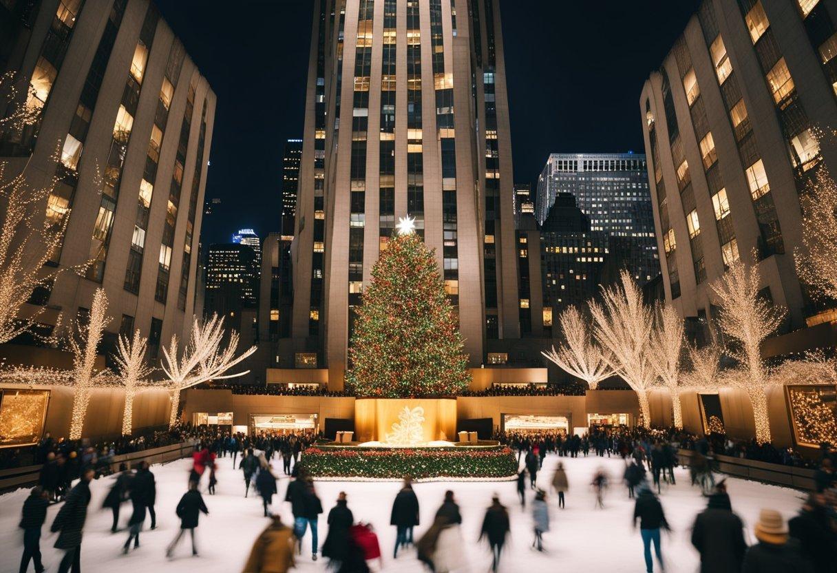 A group of people skating in Rockefeller Center

Description automatically generated