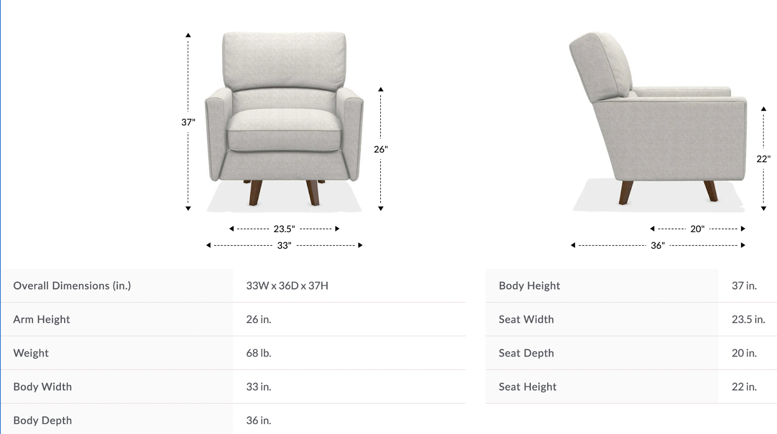 bellevue high leg swivel chair dimensions