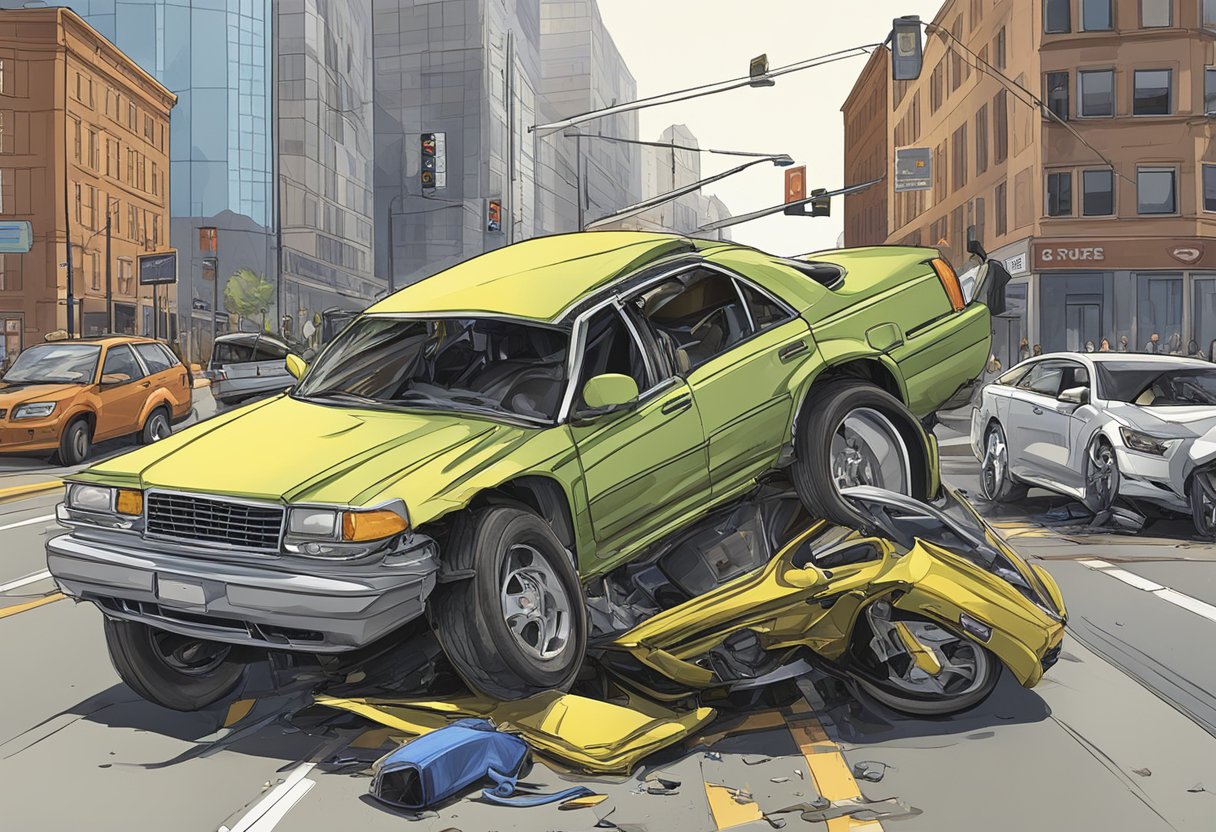 A car crashed into another vehicle on a busy Denver street, causing a commotion and potential injuries