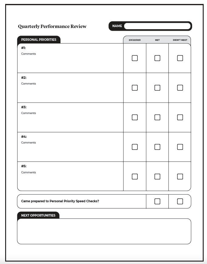 Quarterly Performance Review Meeting Template