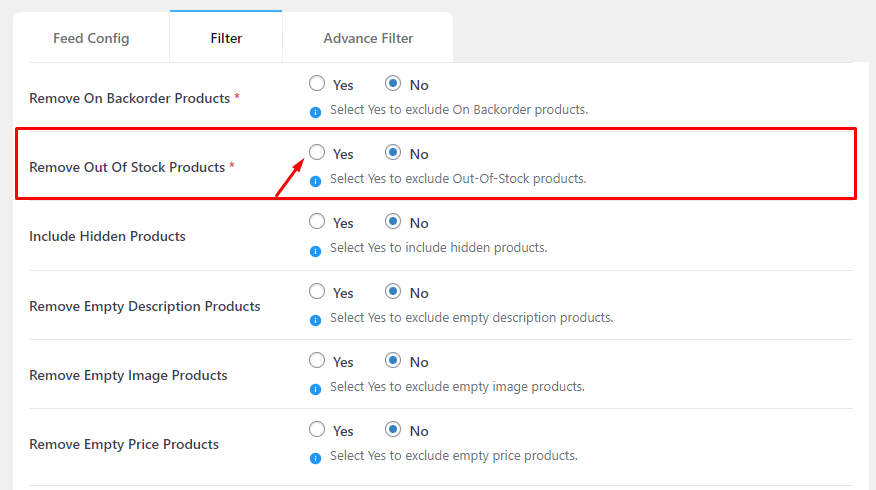 exclude out of stock products to prevent Google Merchant Center errors