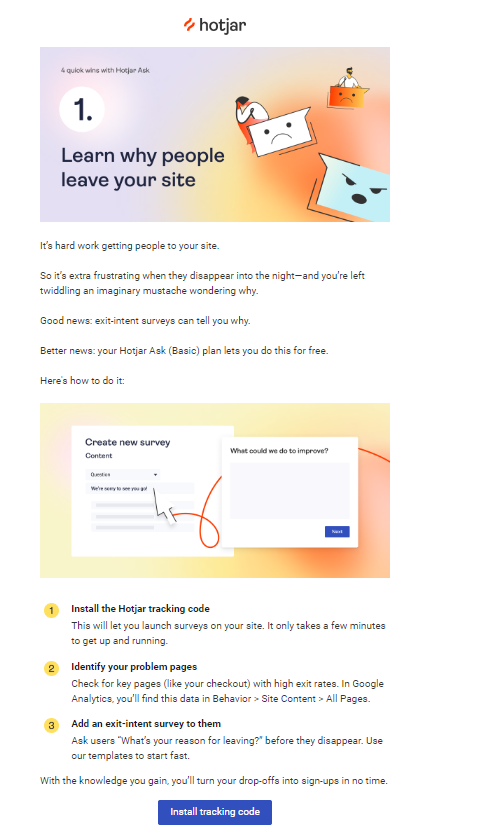 Hotjar email marketing campaign example.