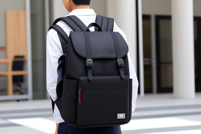 A student modeling a comfortable and stylish backpack for school.