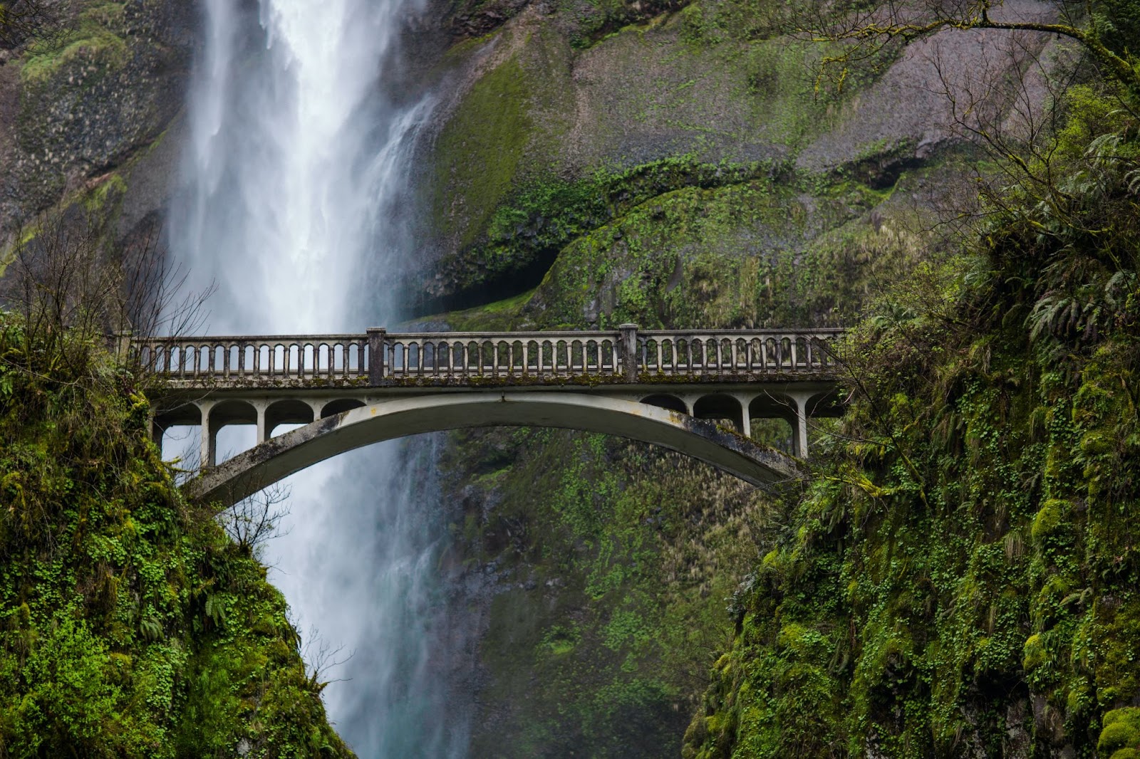 Bridge over one of the most popular waterfall hikes in the U.S.