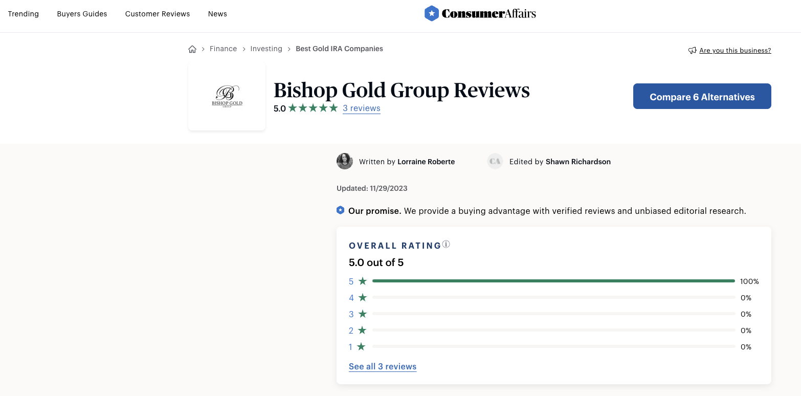 Bishop Gold Group lawsuit and reviews
