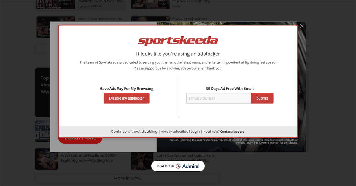 Sportskeeda ad-free pass