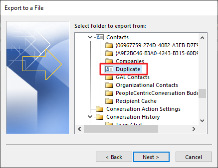 Select the Duplicate folder and click Next.