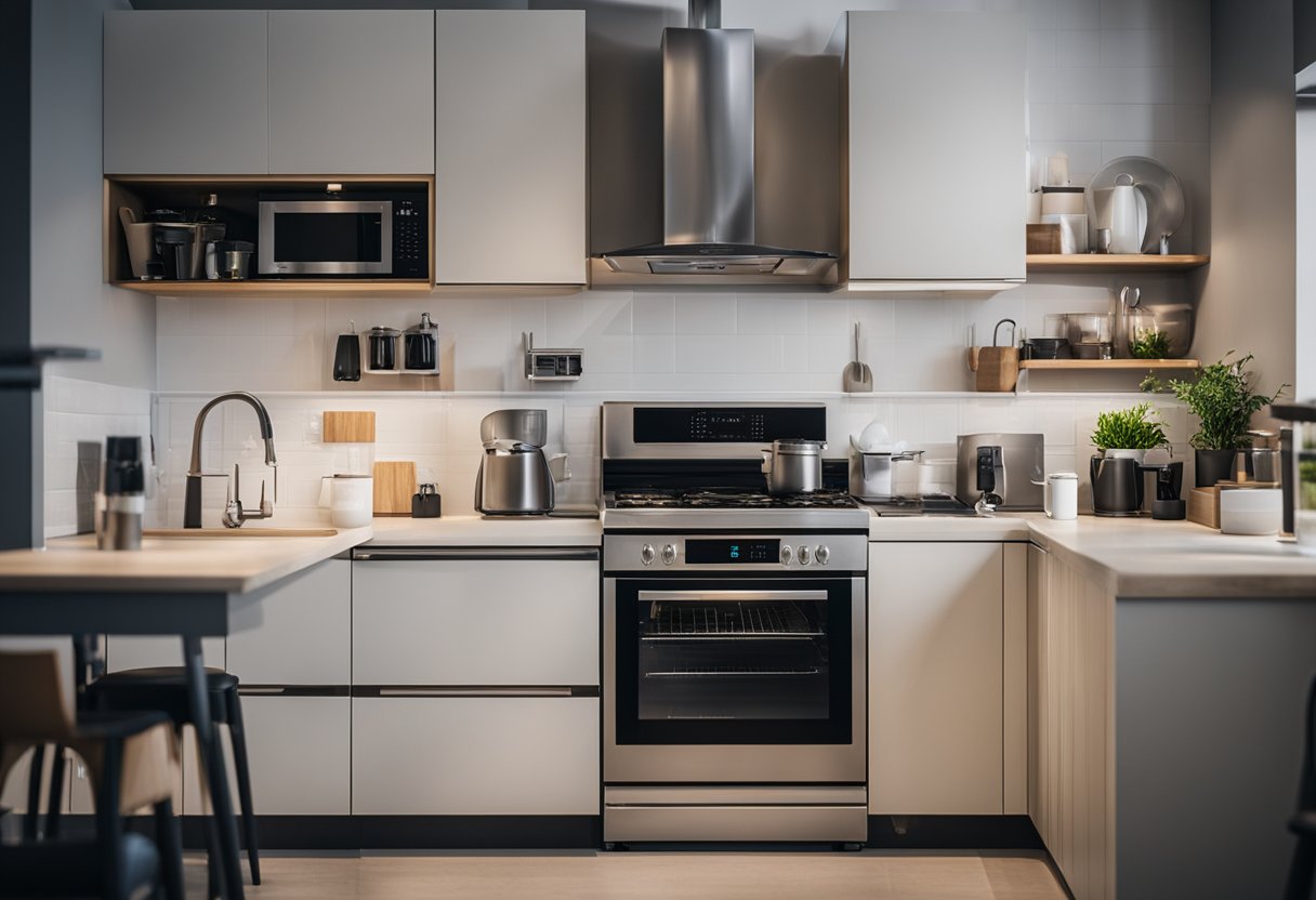 A kitchen with electrical appliances used safely, following guidelines from "How to Avoid Electrical Hazards at Home: Safe Use of Household Appliances."