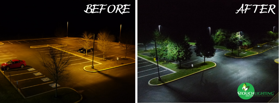 Before & After Neumann University LED Lighting Installation by Stouch Lighting