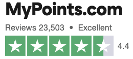 A screenshot of MyPoints' 4.4-star Trustpilot rating with 23,503 reviews. 