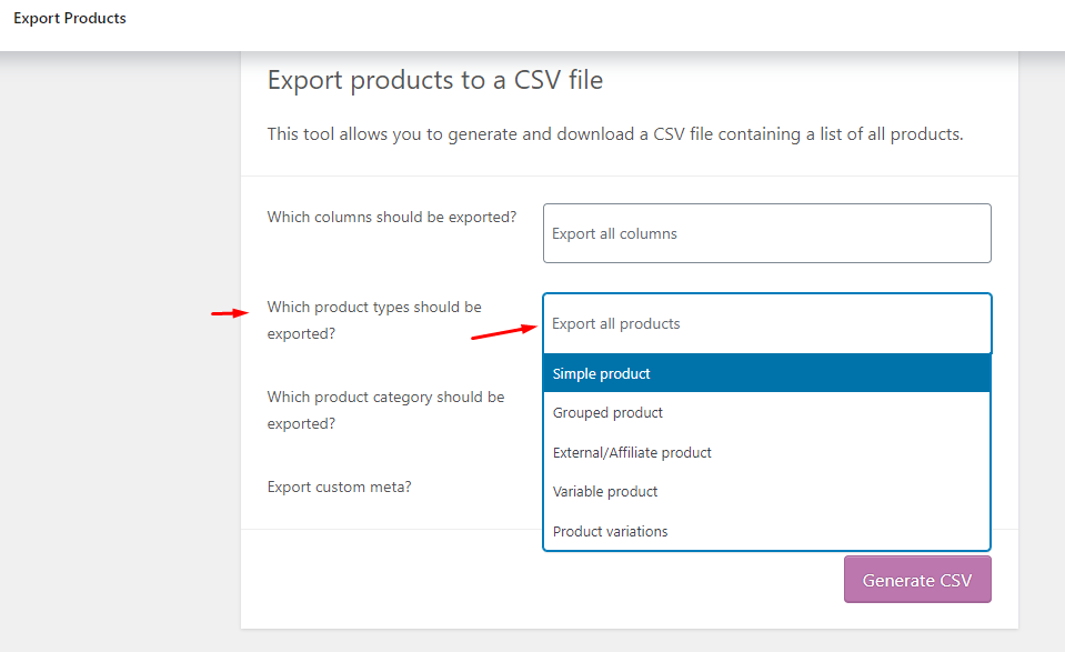 product types