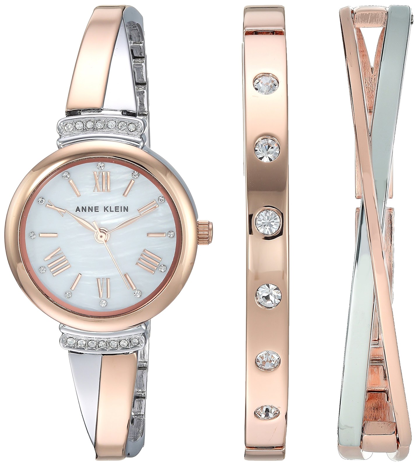 Anne Klein Women's Premium Crystal Accented Bangle Watch Set