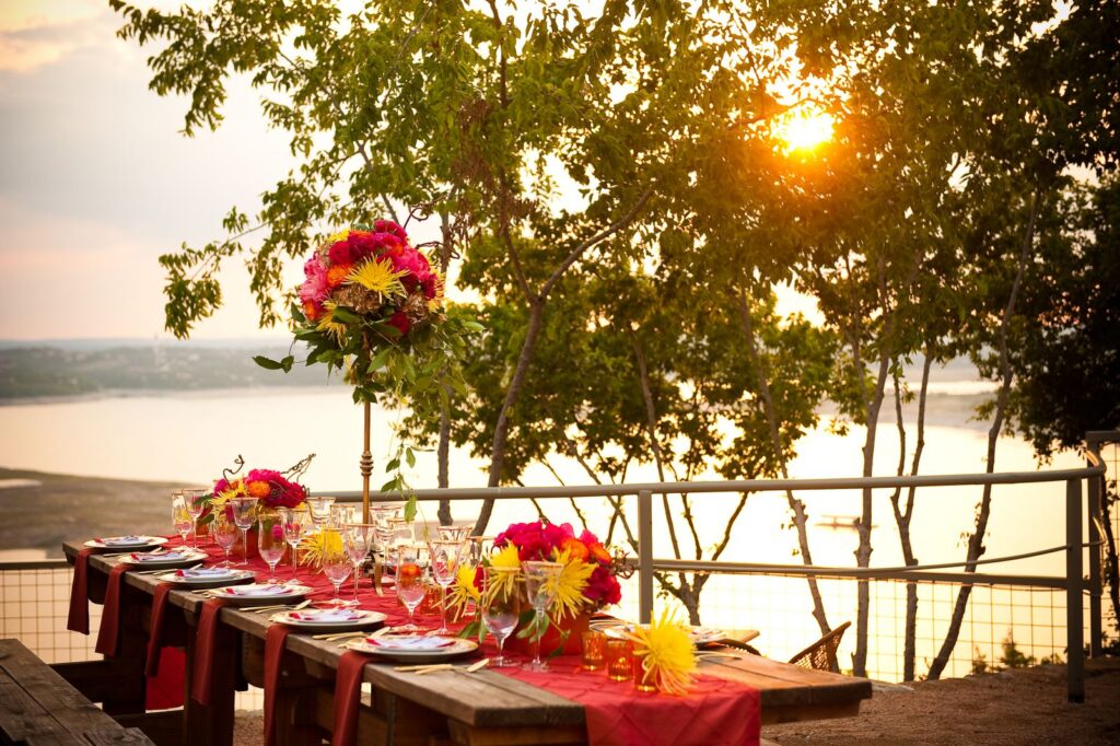 Oasis at Lake Travis, family reunion location, sunset