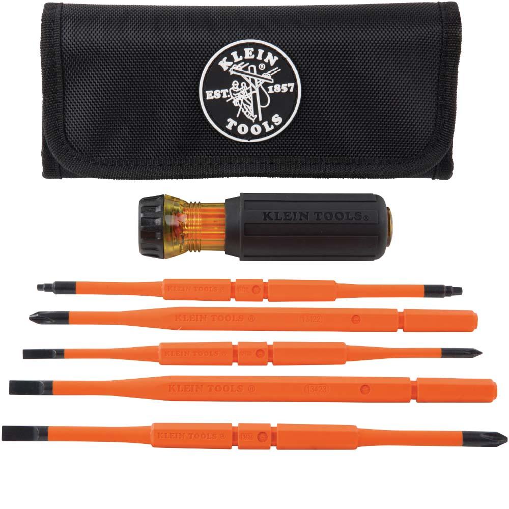 A set of screwdrivers and case

Description automatically generated