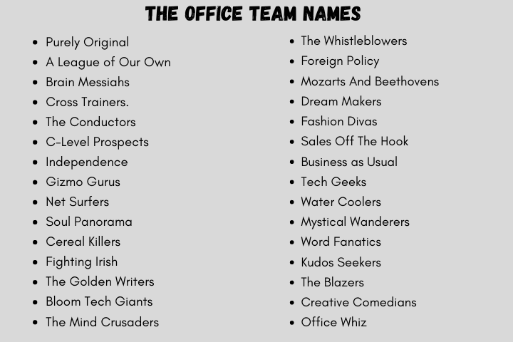 The Office Team Names