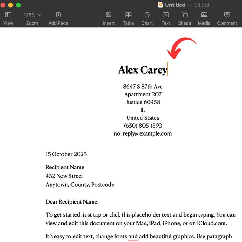 identifying the location within your new document where you wish to insert the merge field