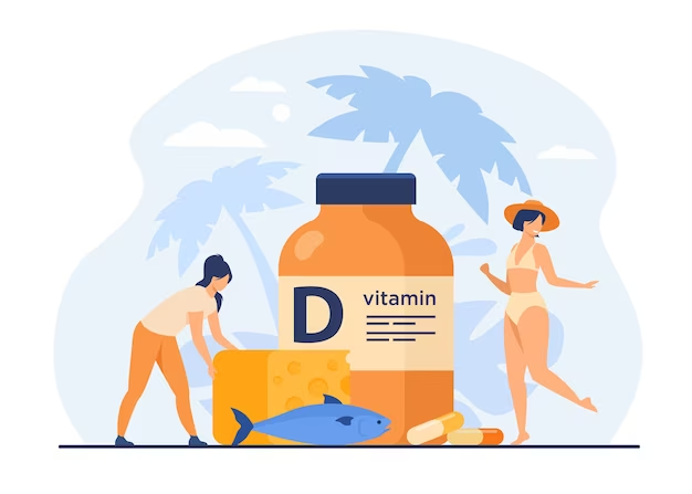 Graphic of Two Women With Vitamin D Capsules and Some Other Sources Of It