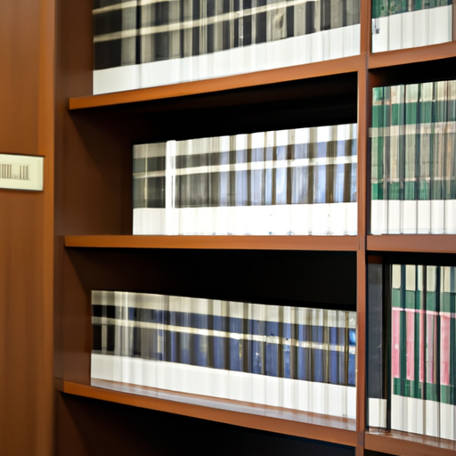 תמונה המתארת משרד מרווח ומואר היטב עם מדפי ספרים מלאים בספרי משפטים.