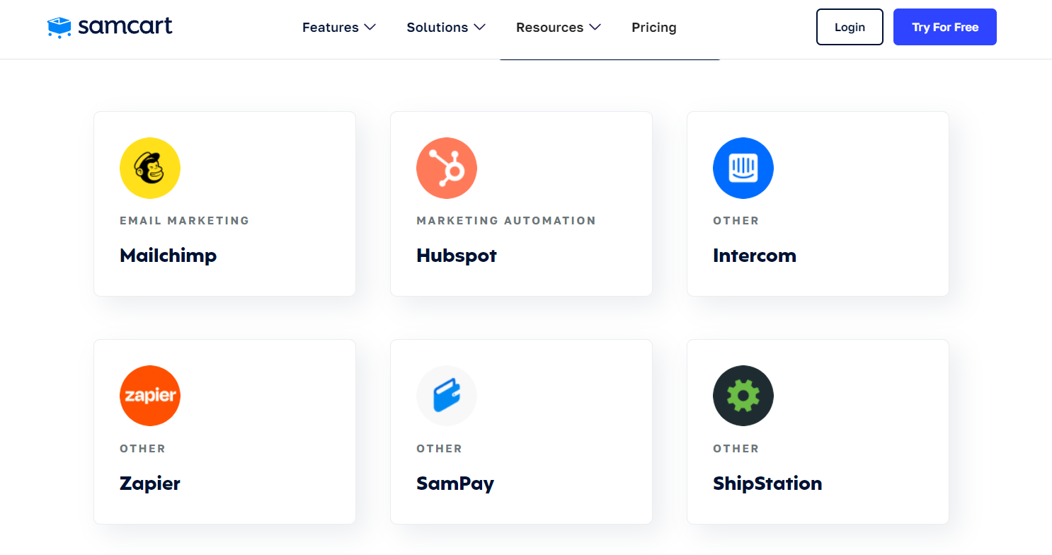 Integrations for SamCart