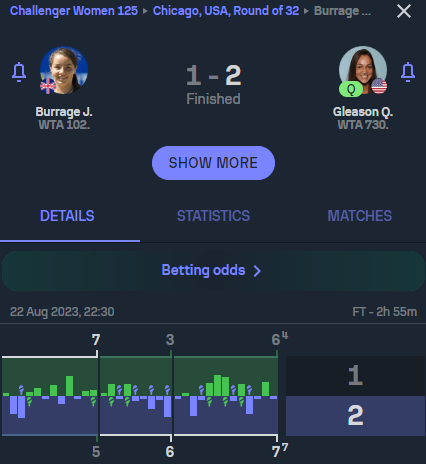 WinnerOdds 2023 Tennis Results