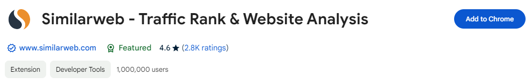 similarweb chrome extension for traffic rank &website analysis