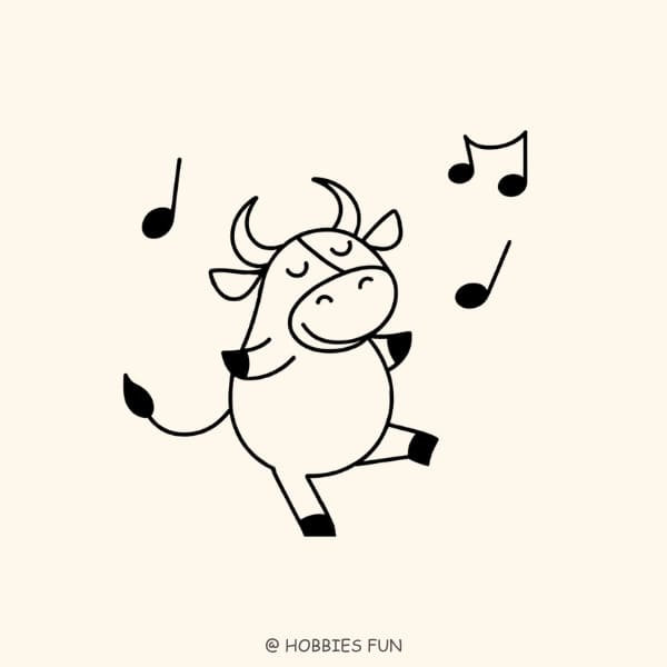 Easy Dancing Cow Drawing