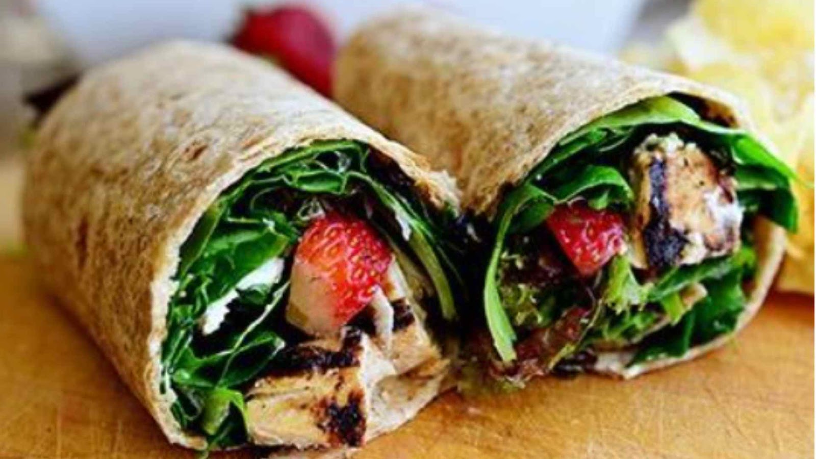 Grilled Chicken and Strawberry Salad Wrap: