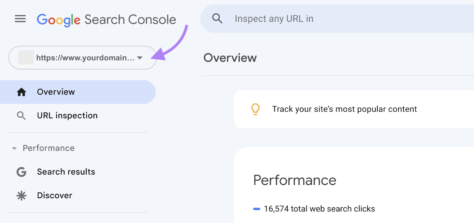 Select Your Property on Google Search Console