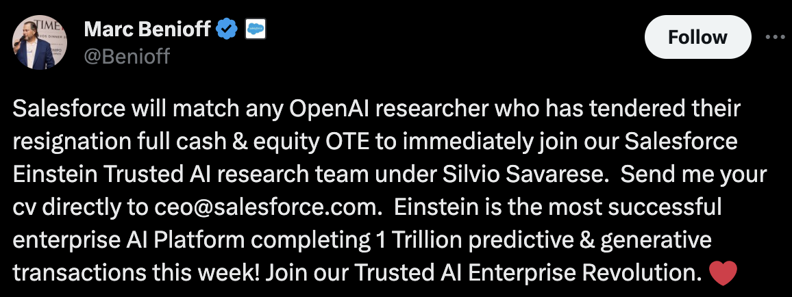 Salesforce, OpenAI Çalışanlarına İş Teklif Etti