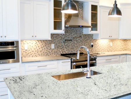 Colonial white granite on kitchen countertops