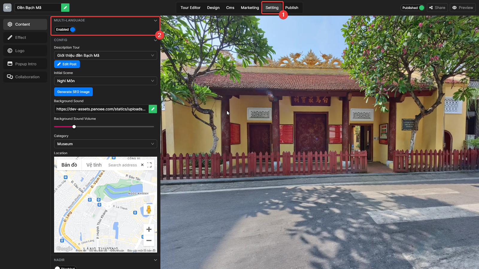 Multi-language virtual tour