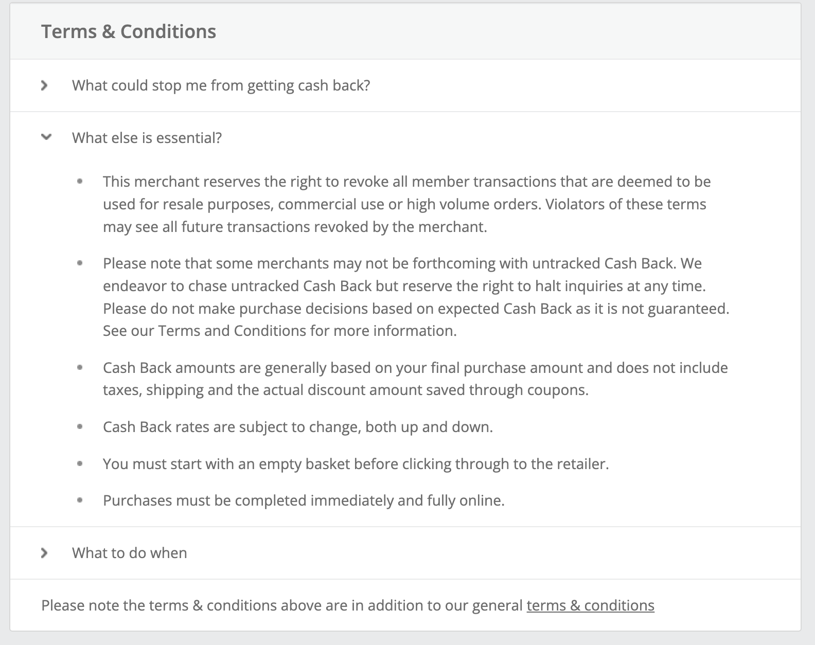 TopCashBack Terms & Conditions 