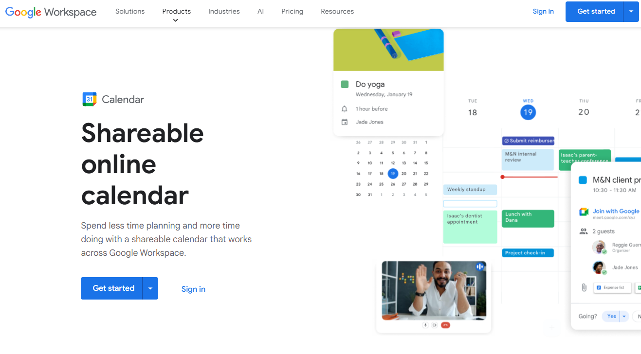 Google Calendar: Shareable online calendar