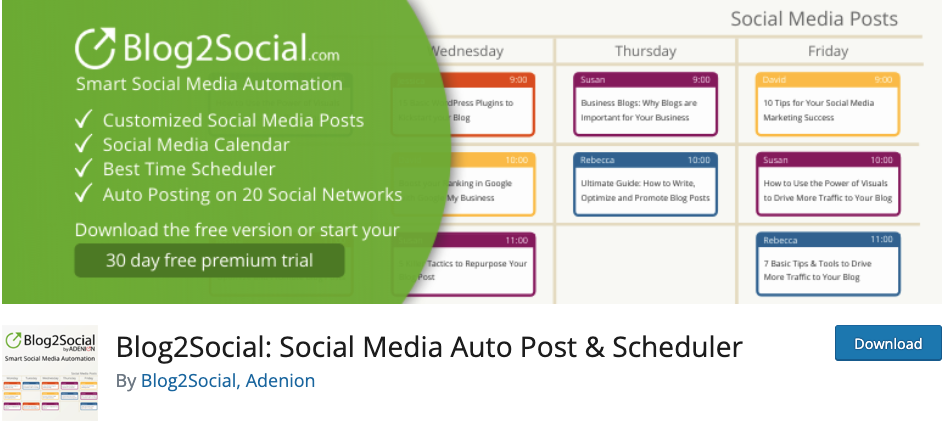 Blog2Social - social media syndication plugin